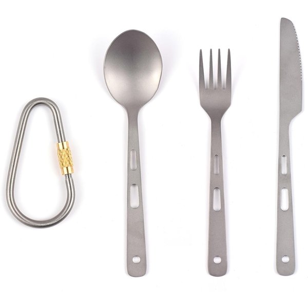 Juego De Cubiertos Ti, Cuchara, Tenedor, Cuchillo, Vajilla Para El Hogar, Viajes, Camping Al Aire Libre Plata-image