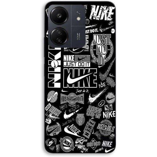 Etui Na Telefon - Maniacase - Xiaomi Redmi 13C 4G - Silikon Tpu - Logo Nike Air Graffiti - Czarno-BiałY Czarny-image