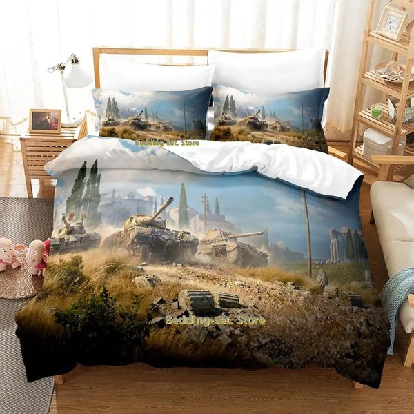 Kolekcja PośCieli World Of Tanks Rozmiar Jednoosobowy Twin PełNy Queen King Rozmiar Kolekcja PośCieli Do Sypialni Dla DorosłYch I Dzieci Poszewka Na KołDrę Kolekcje Anime Parure De Lit PośCiel EU Single 135X200Cm-image