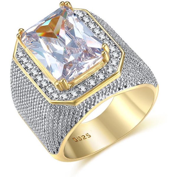 Nuevos Anillos De Diamante Europeos Y Americanos Anillo Dominante Cuadrado De Zirconia Para Hombre No. 11-image