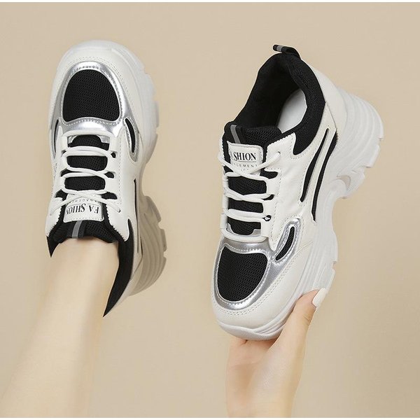 Aumento De Altura Interior Y Pies Visibles Zapatos De Papá PequeñOs Zapatos De Mujer Verano Nuevo Suela De Muffin Malla Casual Plataforma Zapatos Deportivos 40 Negro-image