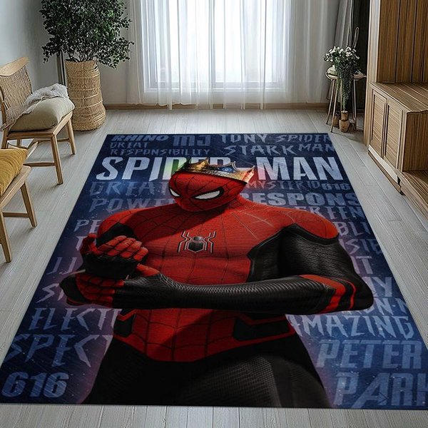 Marvel Vengadores Spider-Man Dibujos Animados Alfombra De ÁRea Antideslizante Para Sala De Estar Alfombra Suave Para Dormitorio Sala De Juegos Infantil Sofá, Felpudo DecoracióN Del Hogar 40X60Cm Gray-image