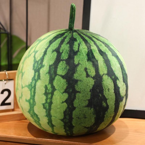 DłUga OkrąGłA Zielona Arbuzowa Pluszowa Zabawka Wypchana Owocowa Poduszka Jak Prawdziwy Pluszak WspierająCy LęDźWie Plecy Dekoracja Domu Prezent 25X25Cm-image