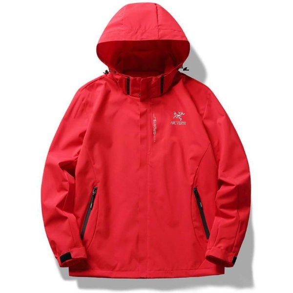 Chaqueta Con Capucha Impermeable Y Cortavientos Unisex Para MontañIsmo, Ligera, Estampada, De Una Sola Capa. 5XL Rojo-image