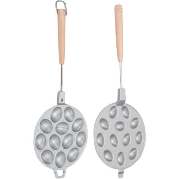 Fabricante De Galletas De Nuez Antiadherente Fabricante De Galletas De Frutos Secos Galletas Ovaladas Herramienta De ReposteríA Para Hornear Con Mango De Madera Para Cocina 12 Agujeros L White-image