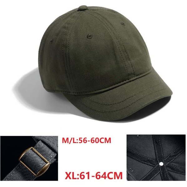 Gorra De BéIsbol De Ala Corta Tallas Grandes Cabeza Grande Hombre Huesudo Grande Mujeres Oversize Snapback Sombreros Para El Sol 55-60Cm 61-65Cm (As The Picture,Xl 61-65Cm) Black-image