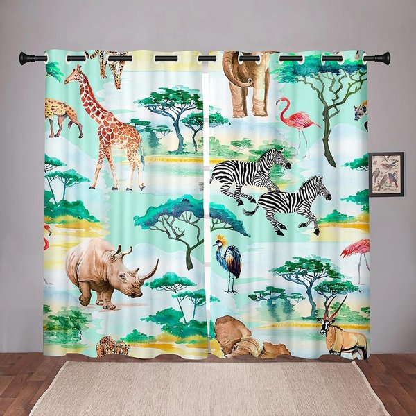 Grube KreskóWkowe Akwarelowe Zwierzę Ocean ZaciemniająCe ZasłOny Okienne Do Sypialni Salonu ŁAzienki Kuchni Drzwi Dom Wysokie Zacienienie W55 X H120Cm X 2&Grommet Top-image