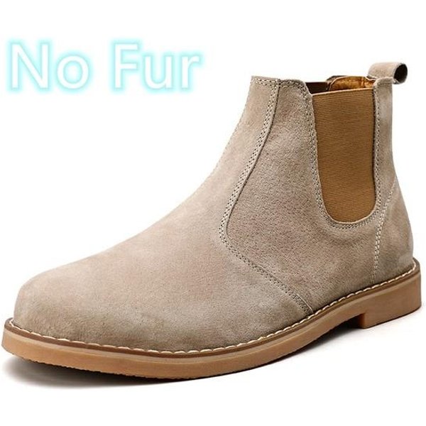 Buty MęSkie SkóRzane Zamszowe Buty Zimowe Buty śNieżNe Buty śNieżNe Ocieplacze Chelsea MęSkie Buty Do Kostki Biznesowe Wsuwane Buty Kowbojskie Botki 44 Beige-image