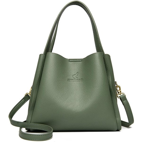 MięKka SkóRa Damska Torba Torebka Torba Damska Koszyk Na Jedzenie Wysokiej Klasy Torba Na Ramię Crossbody Atmosferyczna I Wszechstronna Wiadro Jednoramienna Gray-image