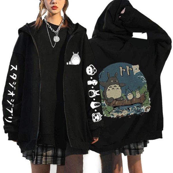 Anime Totoro Sudaderas Hombres Y Mujeres Chaquetas Con Cremallera Sudaderas Con Capucha Casual Hip Hop Zip Up Sudadera Con Capucha XXL-image