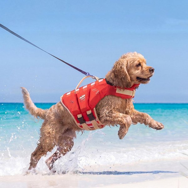 Chaleco Salvavidas Impermeable Para Perros Transpirable Ajustable Chaleco Salvavidas Para Mascotas Alta Flotabilidad Almohadilla Gruesa De Esponja Chalecos De Seguridad Para Cachorros NatacióN (Red,M) Rojo-image