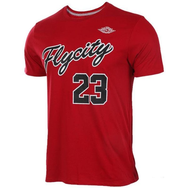 Camiseta De Manga Corta Con Cuello Redondo Y Logo AlfanuméRico Jordan Para Hombre Tops Rojo 862840-611 M Black-image