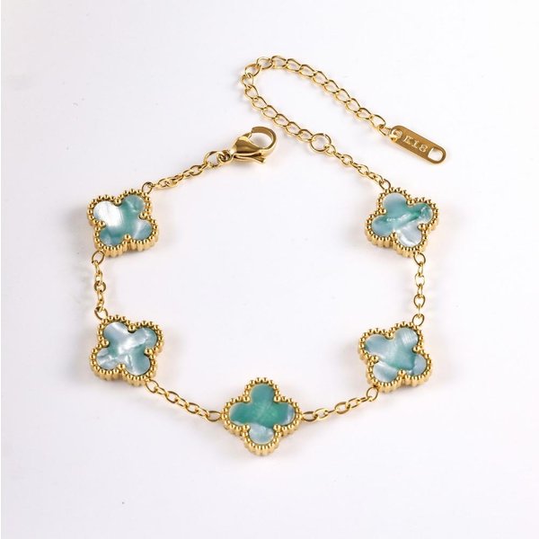 Pulsera De TréBol De Cuatro Hojas De 13 Mm Pulsera CláSica De Cinco Flores Resistente Al Color 18K Beige-image