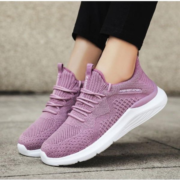 Nuevos Zapatos De Mujer, Zapatos De Moda Con Tejido Volador, Zapatos De TacóN De Suela Suave Y Transpirables, Zapatos Casuales Para Mujer, Zapatos Para Correr CóModos De Tendencia 40-image