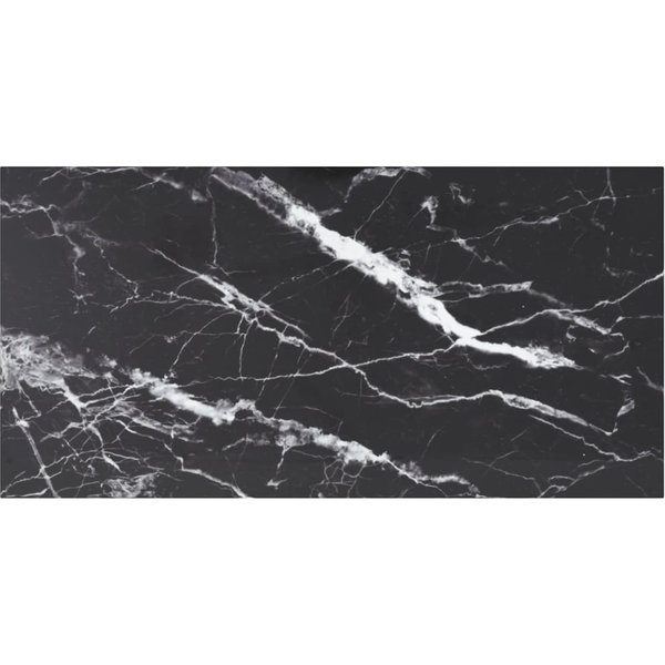 Vidaxl Tablero De Mesa, Negro, 100X50 Cm, 6 Mm, Vidrio Con PatróN De MáRmol-image
