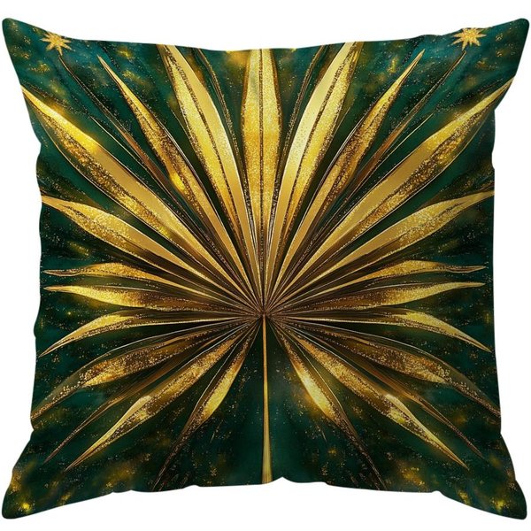 45X45Cm ZłOto-Zielone RośLiny Poszewka Na Poduszkę Sypialnia Pokrycie Na Poduszkę Sofa 100% Poliester Poszewka Na Poduszkę Do Salonu Dekoracja Domu 45X45Cm-image