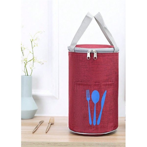 Bolsa Para Lonchera Redonda Tambor Aislamiento TéRmico Bolsa Bento Engrosada Gran Capacidad Impermeable Bolsa De Mano Bolsa De Aislamiento TéRmico Red L Varios Colores-image