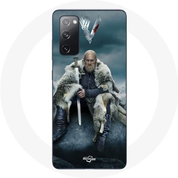 Funda Para Samsung Galaxy S20 FE Vikingos Serie Temporada 6 Ragnar Lothbrok Logo V Espada Gris Fondo Borroso-image