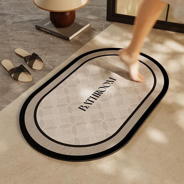 Prosta I Lekka Luksusowa ŁAzienkowa Mata ChłOnna Mata Brudoodporna AntypośLizgowa Mata Z Ziemi Okrzemkowej Mata Toaletowa SzybkoschnąCa Mata Pod Drzwi 40 * 60Cm Beige-image
