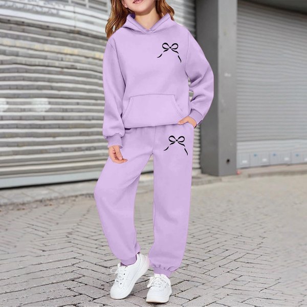 ChłOpcy DziewczęTa Dresy Odzież Bluza Z Kapturem Spodnie Dresowe Do Biegania Dresy Zestaw Modny StróJ 120 White-image