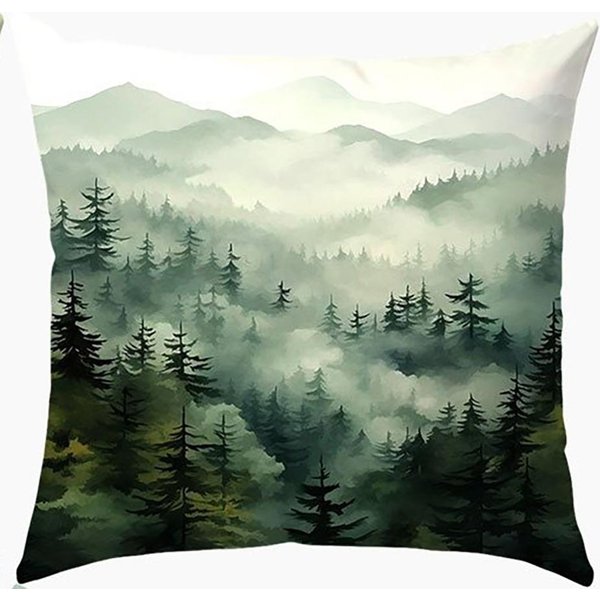 Krajobraz Mglistego Lasu Dwustronnie Drukowana Poszewka Na Poduszkę KróTki Plusz Odpowiednia Do SalonóW Sypialni Sof Poduszka Dekoracyjna Poszewka 45X45Cm-image