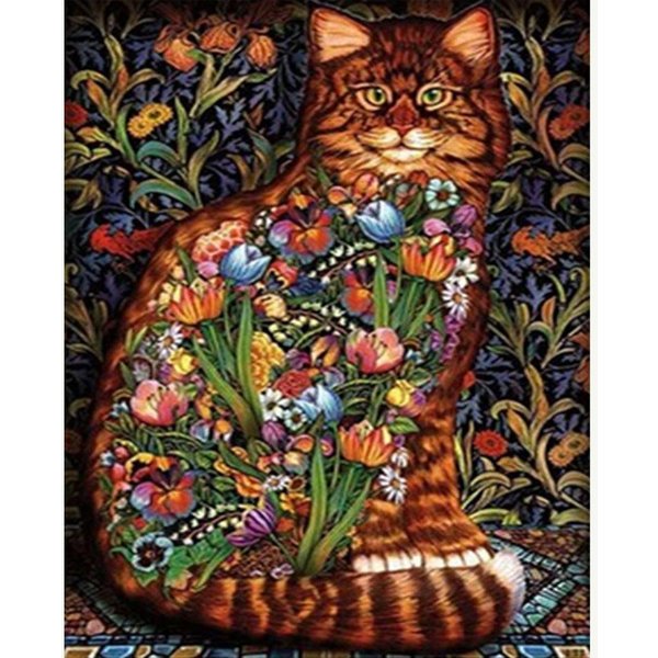 Pintura De Diamantes 5D DIY Redonda Completa Mundo De Gatos Bordado Punto De Cruz PedreríA 20X30CM Brown-image
