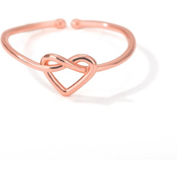 Anillos De CorazóN Nudo De Acero Inoxidable Para Mujeres Pareja Simple Color Dorado Abierto Ajustable Anillo JoyeríA EstéTica De Boda Resizable Beige-image