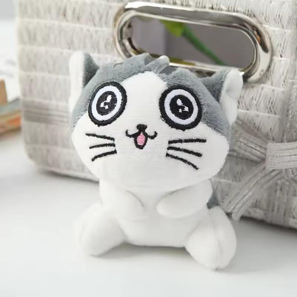 Mini Peluche Kawaii Lindo 10Cm Gatos Animal MuñEco Relleno Llavero Estilo Instagram Colgante De Bolso Colgante De Mochila Regalo Para NiñOs 10CM White-image