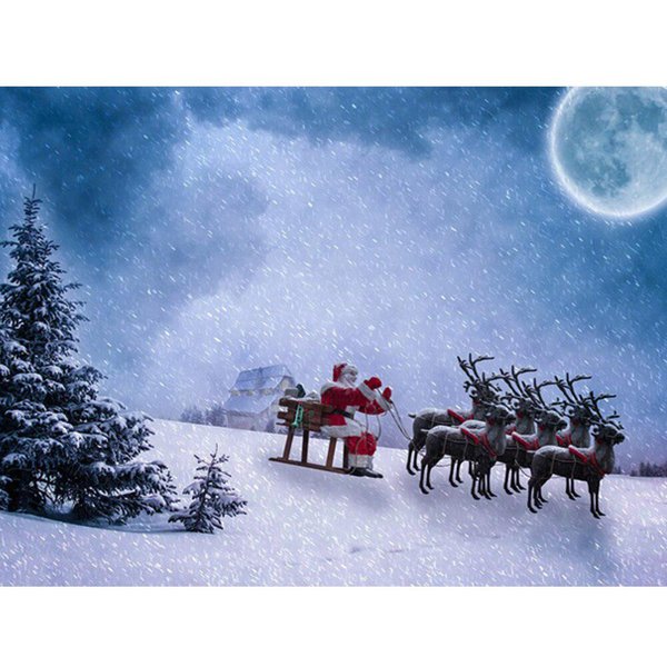 Pintura De Diamantes Navidad Dibujo Animado Papá Noel Alce Bordado De Diamantes Paisaje Invernal PedreríA 20X30CM-image
