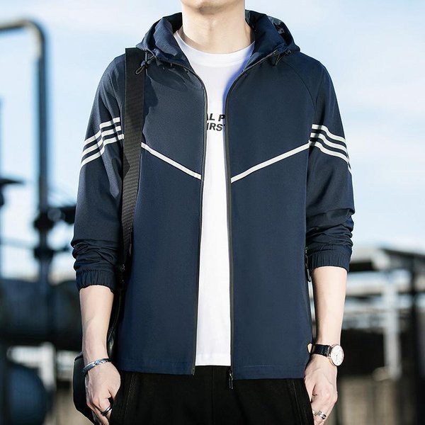 Chaqueta Deportiva Informal De Primavera Y OtoñO Para Hombre, Con Capucha, Cortavientos, Estilo Coreano, Elegante Y Moderna. 5XL Black-image