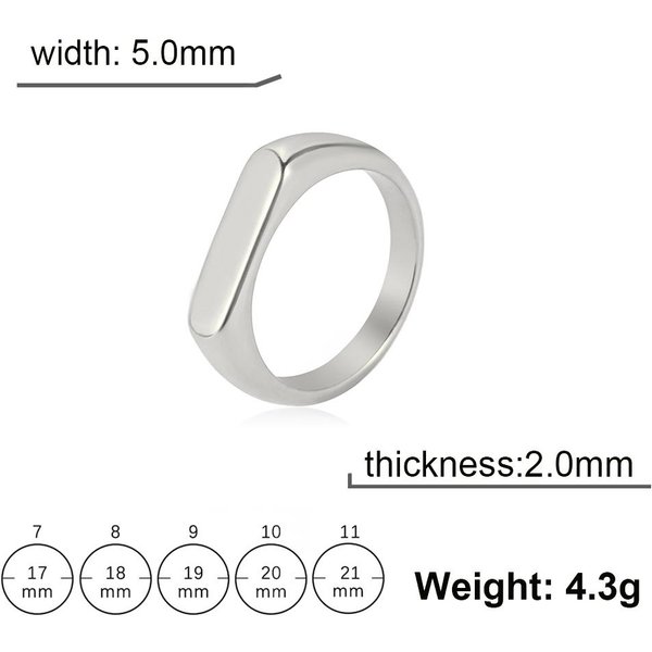 Stal Nierdzewna Sygnet Dla MężCzyzn Kobiet Minimalistyczne PierśCionki Na Palec 5MM SzerokośCi Trend BiżUteria Dla Pary Prezent 12 White-image