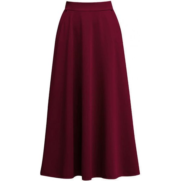 Damska SpóDnica Maxi Elastyczna PodwyżSzona Talia Szeroki Dół SpóDnica A-Line Z Kieszeniami Jednolity Kolor SpóDnica FalująCa Streetwear Wysoka Jakość Praktyczna Codzienne UżYcie Xxxl Koloru Czerwonego Wina-image