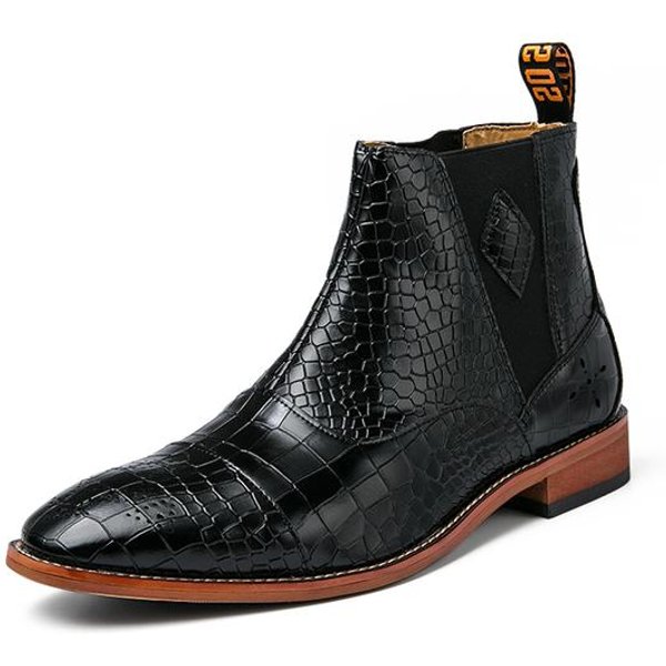 Botas De Lujo Para Hombre Botines De Negocios Zapatos Formales De Oficina Hombre Vintage Cocodrilo Chelsea Zapatos De Moda Zapatos Slip On Para Hombre 39 Negro-image