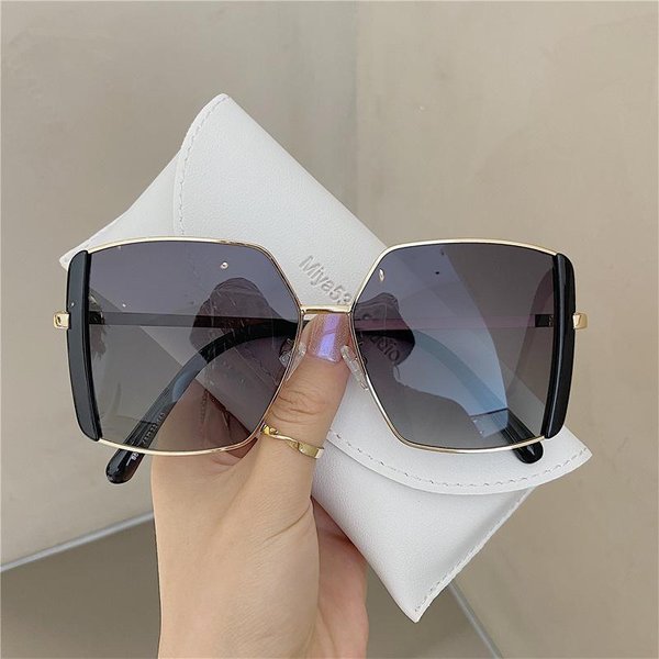 Gafas De Sol Cuadradas De Montura Grande Para Mujer Moda Nuevas Gafas De Sol Para FotografíA Callejera De Mujer Montura De Metal Gafas Antirreflejos Gafas UV400 As Shown-image