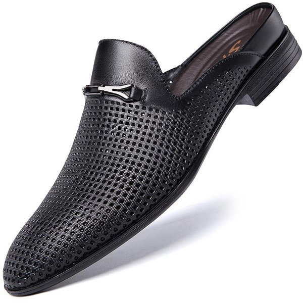 Mule Z WycięCiami MęSkie PółButy Dla MężCzyzny Prawdziwa SkóRa Pół-Eleganckie Buty Codzienne Bez PięTy Mokasyny DużY Rozmiar ZamknięTe SandałY 46-image