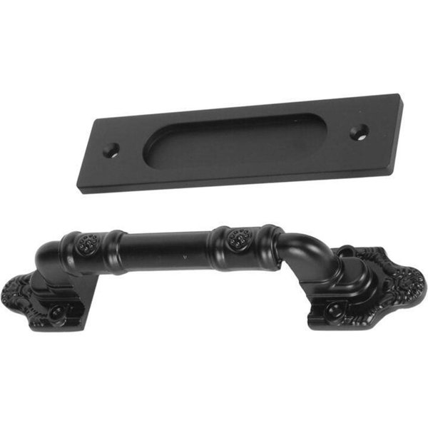 Tirador De Puerta Corredera Resistente Negro Sin Ranura Tirador MetáLico Y Manija Empotrada Para Puerta De Granero-image