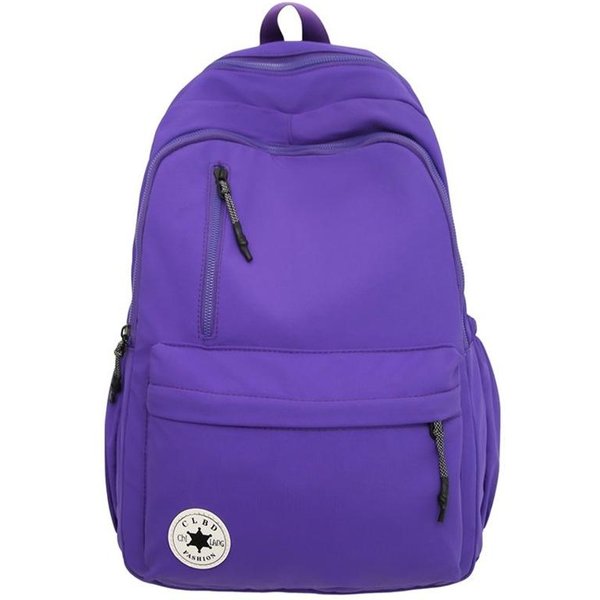 Mochila Escolar Color SóLido Mochila Simple Para Hombres Y Mujeres Tendencia Mochila Escolar Original Estudiantes Viajes Diarios Mochila Ligera PúRpura-image