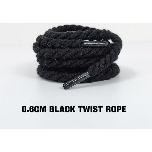 OkrąGłE SznurowadłA AF1/AJ1 0,6CM Grubsze BawełNiane SznurowadłO SkręCane SznurowadłA Sneakersy Buty SznurowadłA Do ButóW 120/140/160CM 1 Para 160Cm Czarny-image
