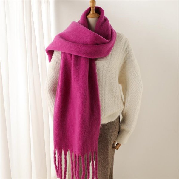 Bufanda Color SóLido Invierno CáLida Bufanda De Borlas Extendidas Bufanda Para Hombres Y Mujeres Gruesa Barba-image