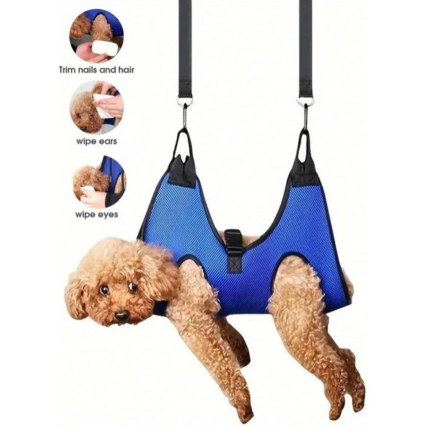 Hamaca Ajustable Para Mascotas Para BañO, Aseo, Corte De UñAs Segura, CóModa, Sin EstréS Para Gatos Perros Xs Blue-image