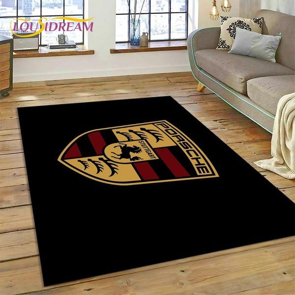 Dywanik Z Logo Samochodu P-Porsche Drukowany 3D Do Salonu Sypialni Wystroju Domu, Mata PodłOgowa AntypośLizgowa Pod Sofę Wycieraczka Prezent Dla Dzieci Do Zabawy 40X60Cm( 15X23In )-image