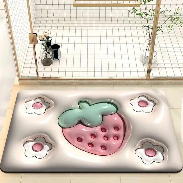 Ins Viento Chica Puerta De BañO Alfombra Suave De Barro Diatomeo ExpansióN Flor BañO Absorbente Antideslizante Alfombra Para Pies DoméStica 45*70Cm-image