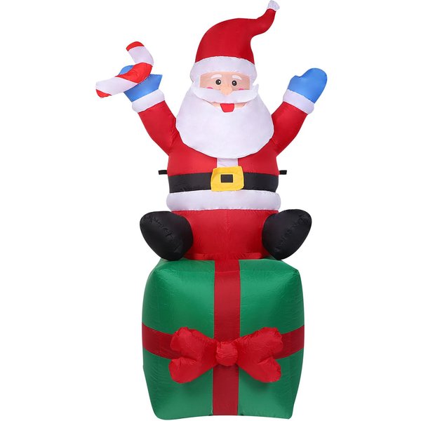 Papá Noel Inflable De Navidad De 6 Pies Lleva Regalo DecoracióN NavideñA Inflable Iluminada Gigante US Plug-image