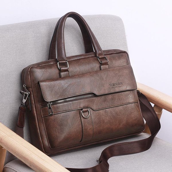 Weixier Biznesowa Torba Na Ramię MęSka Torba Vintage Pu SkóRzana Torba Crossbody Dla MęSkiej Mody Casual Man Torebki Teczka One Size Czarny-image