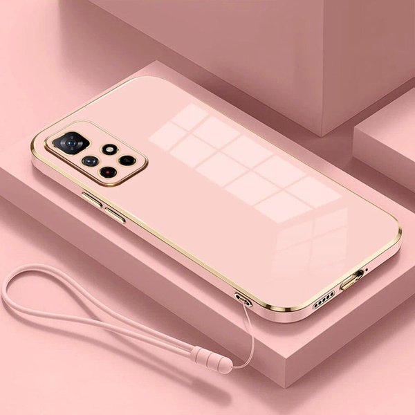 Dla Xiaomi Redmi 10 Case Redmi 10 2022 Etui Na Telefon Redmi 10 Prime 2022 Pokrywa Redmi 10 Luksusowe Kwadratowe Poszycie Odporna Na WstrząSy Tylna Pokrywa Redmi 10 2022&Case & Strap Jasny Kolor RóżOwy-image