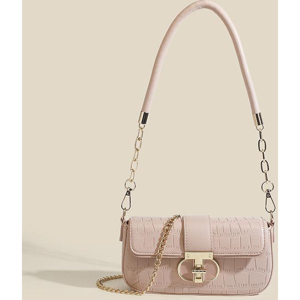 Alto Nivel De Apariencia Sentido Avanzado Bolso FrancéS De Axila Moda Para Mujer Estampado De Cocodrilo Hombro Bolso Cuadrado PequeñO Todo Bolso Cruzado Color Rosa-image