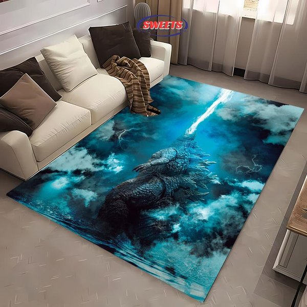 Nowy Dywanik Godzilla VS Kong Cartoon AntypośLizgowy TrwałY DużY Dywan Do Salonu Sypialni WystróJ Domu 40X60Cm (16X24In) Blue-image