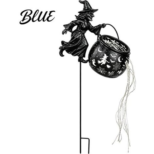 Odporny Na Warunki Atmosferyczne Dekoracja ZewnęTrzna Halloween Czarownica KociołEk Lampa Ogrodowa Metalowy Palik Do Ogrodu Ze Sznurkiem LED OśWietlenie śCieżKi OśWietlenie Wodoodporna Doniczka-image