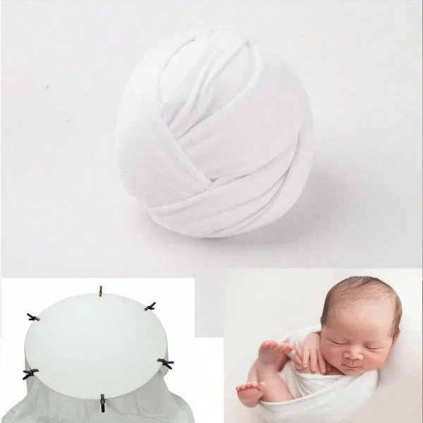 150X170Cm Accesorios Para FotografíA De ReciéN Nacidos Fondo Envoltorio Set Telas Suaves Estudio De FotografíA Accesorios Marco Para Posar BebéS Mantas Envoltorios (White,Blanket 150X170Cm) Blanco-image