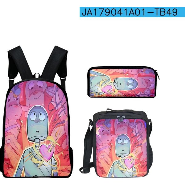 CláSico Popular Novedad Divertido Robot SueñOs ImpresióN 3D 3Uds/Set Alumno Mochilas Escolares PortáTil Mochila De DíA Mochila Bolsa De Almuerzo Estuche-image